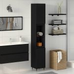 Vannitoa kapp riiuliga must tamm 30 x 30 x 190 cm tehispuit