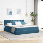 Laos voodi madratsiga peaga Tumesinine 100 x 200 cm