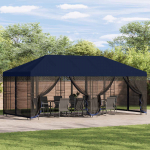 Paviljon k&uuml;lgseinadega 6 x 3 m Sinine Pol&uuml;ester ja teras 190