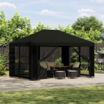 Paviljon k&uuml;lgseinadega 4 &times; 3 m Must Pol&uuml;ester ja teras 190 gsm