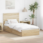 Laos voodi peaga sahtliga Sonoma tamm 90 x 190 cm Tehispuit