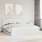Voodiraam peatsiga sahtliga Valge 200 x 200 cm Inseneripuit