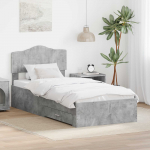 Voodiraam peatsiga sahtliga Betoonhall 90 x 200 cm Tehispuit