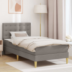 Voodiraam madratsiga peaga Pruunikashall 90 x 200 cm kangas