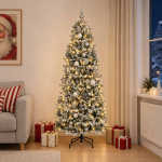 Kunstkuusk koos j&otilde;ulukuuliga 180 cm 300 LED-i Soe valge