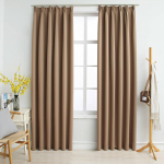 Pimendavad kardinad konksudega, 2 tk pruunikashall 140 x 175 cm