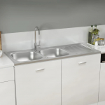 Valamu kahe kraanikausiga h&otilde;be 1200x600x155 mm roostevaba teras