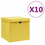 Hoiukastid kaanega 10 tk, 28 x 28 x 28 cm, kollane