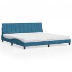 VOODI KOOS MADRATSIGA, SININE, 200 X 200 CM, SAMET