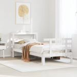 Voodiraam peatsiga ilma madratsita valge 90x200 cm