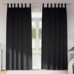 Kardinad r&otilde;ngastega 2 tk must 260 x 140 cm pol&uuml;ester