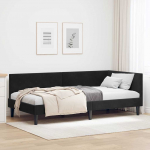 Nurga voodiraam peatsiga Must 90 cm x 190 cm Samet