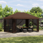 Paviljon 4 &times; 3 m Pruun Pol&uuml;ester ja teras 190