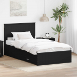 Voodiraam peatsiga Must ja h&otilde;bedane 100 x 200 cm Tehispuit