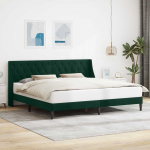 Voodiraam peatsiga Tume rohelise 180 x 200 cm Samet