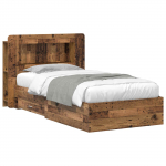 Voodiraam ladustamisega peaga Vana puit 90 x 190 cm Tehispuit