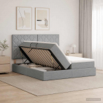 Laos voodi peaga ladustamisega Helehall 180 x 200 cm kangas