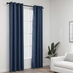 Linase v&auml;limusega pimendavad kardinad 2 tk sinine 140 x 225 cm