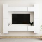8-osaline telerikappide komplekt, valge, puitlaastplaat