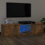 Telerialus LED-tuledega, suitsutatud tamm, 140 x 40 x 35,5 cm