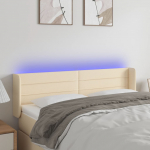 LED-voodipeats, kreemjas, 147x16x78/88 cm, kangas