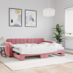 Diivanvoodi v&auml;ljat&otilde;mmatava osaga, roosa, 80x200 cm, samet