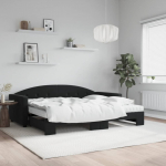Diivanvoodi v&auml;ljat&otilde;mmatava osaga, must, 90x200 cm, samet