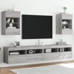 Teleri seinakapid LED-tuledega 2 tk, hall sonoma, 40x30x60,5 cm