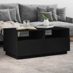 Diivanilaud LED-tuledega, must, 90x49x40cm