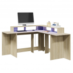 Kirjutuslaud LED-tuledega, sonoma tamm, 152x152x91cm, tehispuit