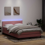 Kontinentaalvoodi madrats ja LED Roosa 140x220 cm samet