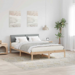 Voodiraam peatsiga Pruun ja helehall 135 x 190 cm M&auml;nnipuit