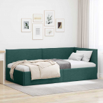 Nurga voodiraam peatsiga Tume rohelise 80 x 200 cm kangas
