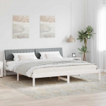 Voodiraam peatsiga Valge ja helehall 200 x 200 cm M&auml;nnipuit