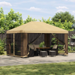 Paviljon 4 &times; 3 m Kreemjas Pol&uuml;ester ja teras 190