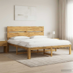 Kaheinimesevoodi raam koos peatsiga ROSTOCK Valge 200 x 200 cm
