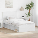 Voodiraam peatsiga Valge 100 x 200 cm Tehispuit