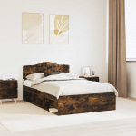 Voodiraam peatsiga Suitsetatud tamm 135 x 190 cm Tahke m&auml;nd