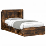 Voodiraam ladustamisega Suitsutatud tamm 75 x 190 cm Tehispuit