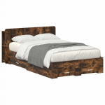 Voodiraam ladustamisega Suitsutatud tamm 120 x 190 cm Tehispuit