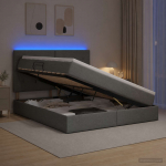 LED-iga voodiraam koos madratsiga Tumehall 180 x 200 cm kangas