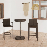 3-osaline aiabaari komplekt, pol&uuml;rotang, pruun