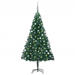 Valgustusega kunstkuusk kuulidega, roheline, 120 cm, pvc