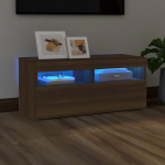 Telerialus LED-tuledega, pruun tamm, 90 x 35 x 40 cm