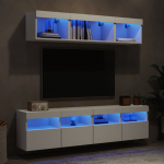 5-osaline telerikappide komplekt LED-tuledega, valge, tehispuit
