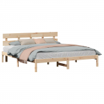 Voodiraam peatsiga Pruun 200 x 200 cm M&auml;nnipuit