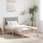 Voodiraam Pehme Peatoega peaga Helehall 75 x 190 cm Tahke m&auml;nd