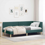 Nurga voodiraam Tume rohelise 100 cm x 200 cm Kangas ja vineer