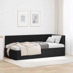 Nurga voodiraam peatsiga Must 90 cm x 200 cm Samet