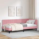 Nurga voodiraam peatsiga Roosa 100 cm x 200 cm Samet